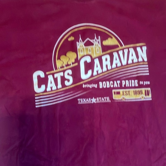 Texas State University T-Shirts Bundle Bobcat Pride Cats Caravan Maroon Large - Picture 3 of 8